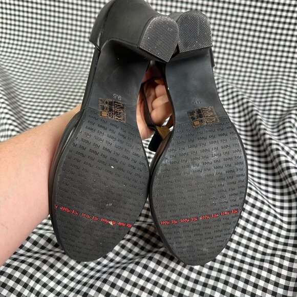 Miz Mooz Sailor Black T-Strap Ruffle Heel Retro Twee Cosplay Women's Size 9.5 - Picture 3 of 6